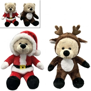 12 x Plush Christmas Costume Bears 18cm