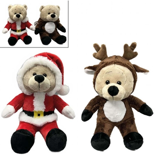 12 x Plush Christmas Costume Bears 18cm