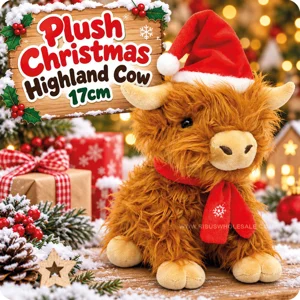 12 X Plush Christmas Highland Cows 17cm