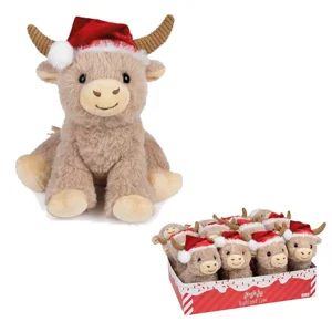 12 x Plush Christmas Highland Cows 15cm