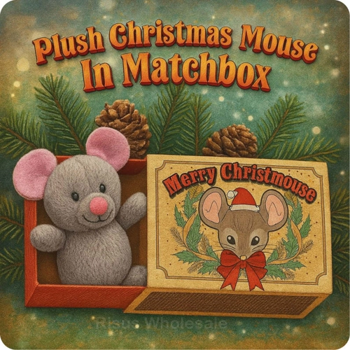 12 x Plush Christmas Mouse In Matchbox