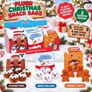 12 x Plush Christmas Snack Bags