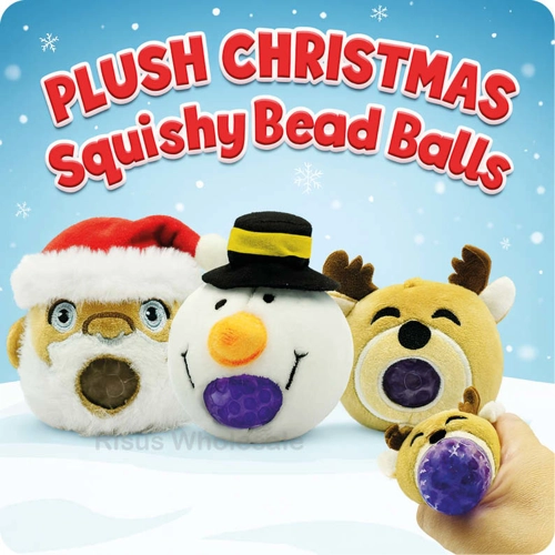 12 x Plush Christmas Squishy Bead Balls