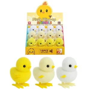 12 x Wind Up Plush Hopping Easter Chicks