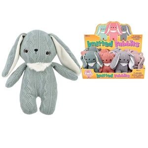12 x Plush Knitted Bunny 14cm