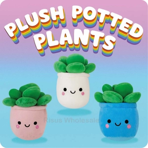 12 x Plush Potted Plants 14cm