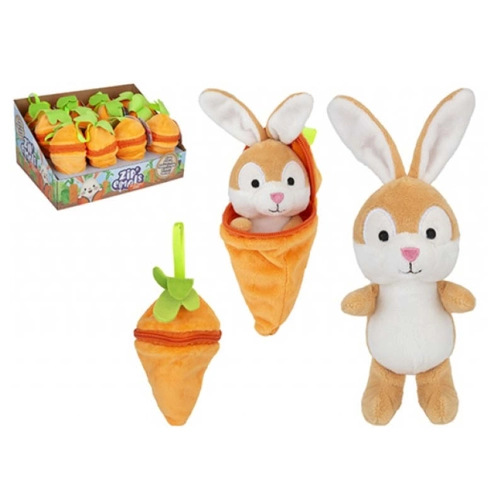 12 x Plush Rabbits In Carrots 14cm