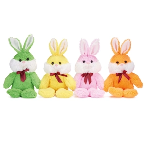 12 x Plush Colourful Rabbits With Ribbon 32cm