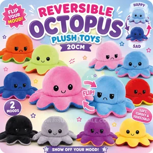 10 x Reversible Octopus Plush Toys 20cm