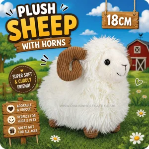 6 X Plush Sheep With Horns 18cm