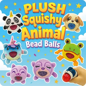 12 x Plush Squishy Animal Bead Balls