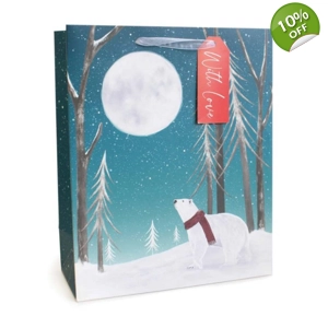 12 x Luxury Polar Bear & Moon Gift Bags - LG