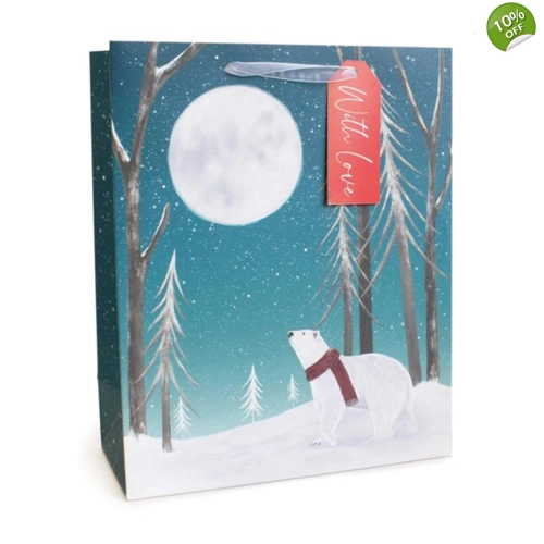 12 x Luxury Polar Bear & Moon Gift Bags - LG