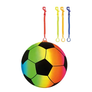 24 x PVC Rainbow Footballs With Spiral Keychain 9"