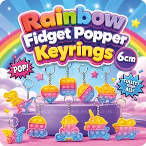 96 x Rainbow Fidget Popper Keyrings