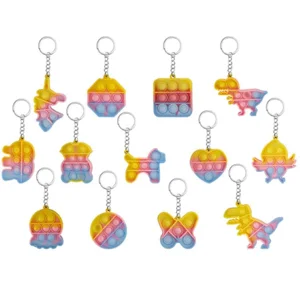 96 x Rainbow Fidget Popper Keyrings