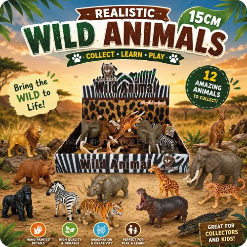 24 x Realistic Toy Wild Animals 15cm