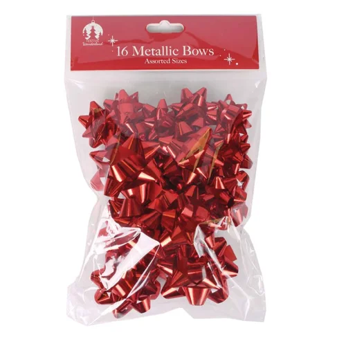 12 x Red Gift Wrap Bows 16pk