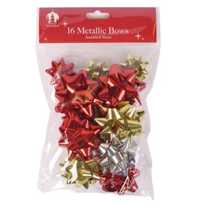 12 x Gift Wrap Bows Red/Gold/Silver 16pk