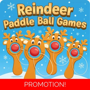 48 x Rudolph Reindeer Paddle Ball Games