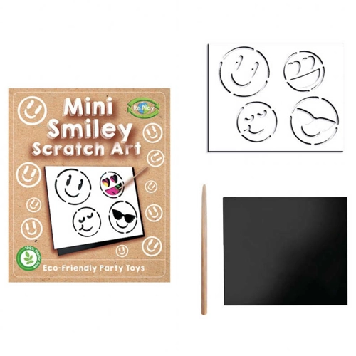 120 x Eco Smiley Face Mini Scratch Art