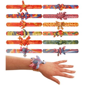 12 x Fabric Animal Snap Bracelets