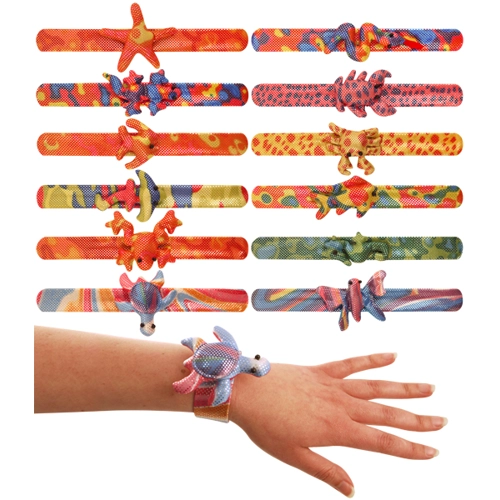 12 x Fabric Animal Snap Bracelets