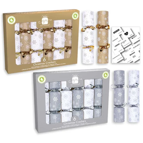 36 x  Christmas 6" Crackers Silver/Gold 6pk
