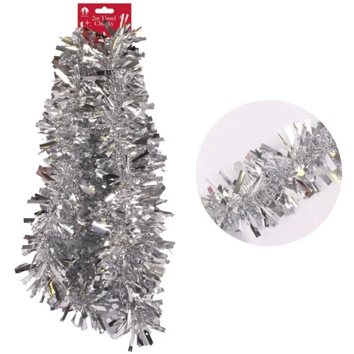 12 x Chunky Silver Tinsel 2m