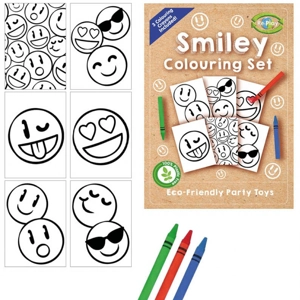 60 x Eco Smiley Face A6 Colouring Sets