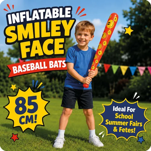 12 x Inflatable Smiley Baseball Bats 106cm