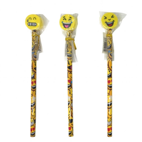 24 x Smiley Face Pencils With Eraser Tops