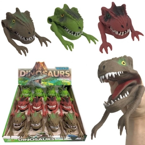 12 x Stretchy Rubber Dinosaur Hand Puppets