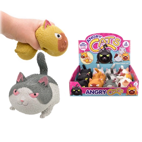 12 x Squishy Angry Cat Puffer Toys