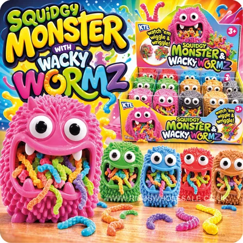 12 x Squishy Monsters With Wacky Wormz