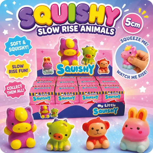 12 x Squishy Animals 5cm Boxed