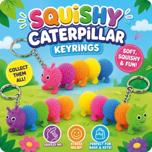 12 x Squishy Caterpillar Keyrings