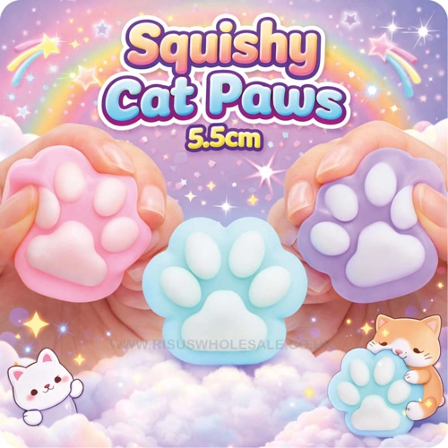 42 x Squishy Cat Paws 5.5cm