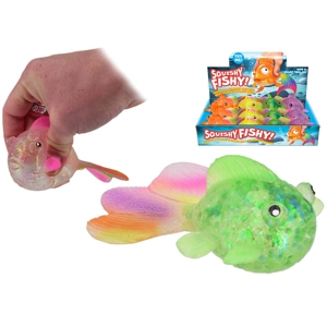 12 x Squishy Rainbow Tail Glitter Goldfish 13cm