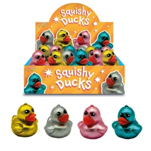 12 x Mini Squishy Glitter Ducks 6cm