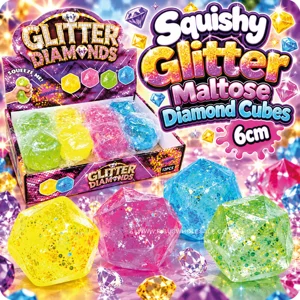 12 x Squishy Glitter Maltose Diamond Cubes 6cm