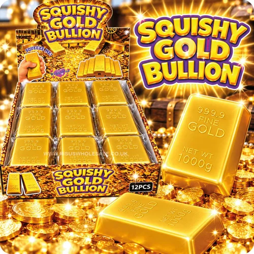 12 x Squishy Gold Bullion Bars 12cm