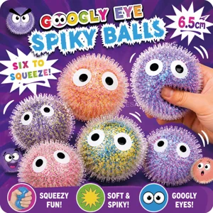12 x Squishy Googly Eye Spiky Balls 6.5cm
