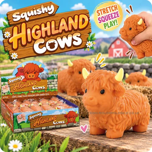 12 x Squishy Highland Cows 11cm
