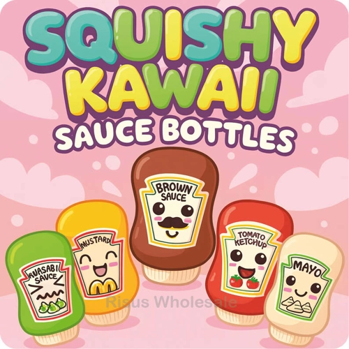 12 x Squishy Kawaii Sauce Bottles