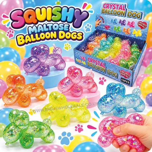 12 x Squishy Maltose Balloon Dogs 9.5cm