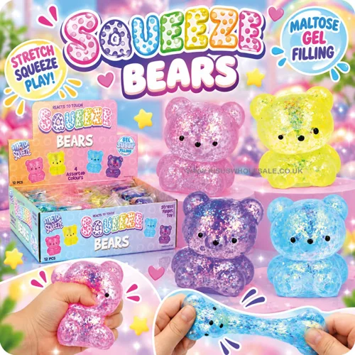 12 x Squishy Maltose Glitter Bears 6cm