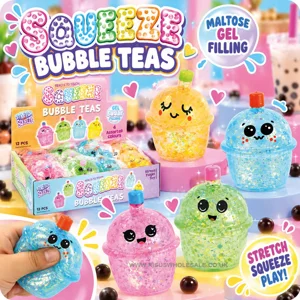 12 x Squishy Maltose Glitter Bubble Tea 8cm