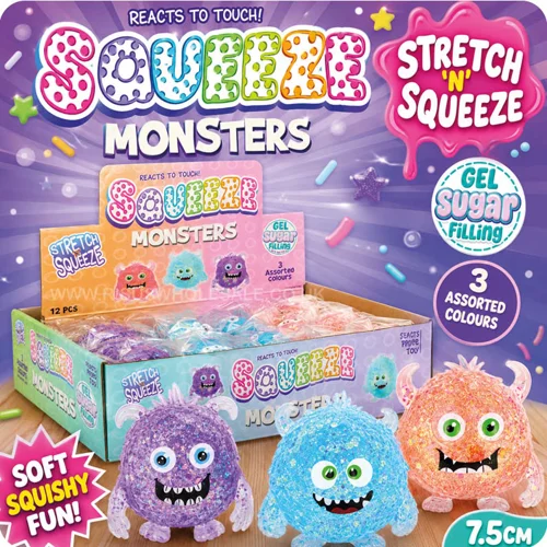 12 x Squishy Sugar Maltose Monsters 7.5cm