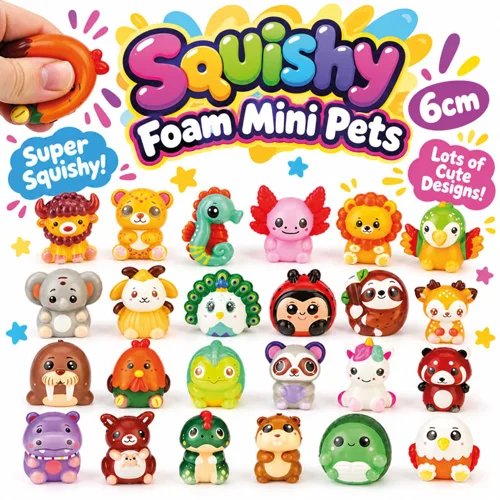 72 x Squishy Foam Mini Pets 6cm